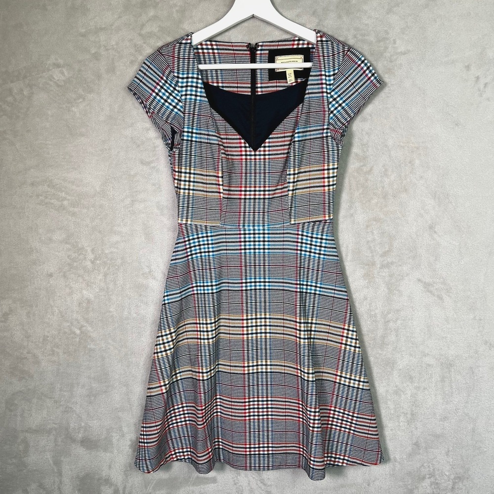 Anthropologie Moulinette Soeurs Finley Plaid Fit Flare Dress Size 0 Retro Preppy